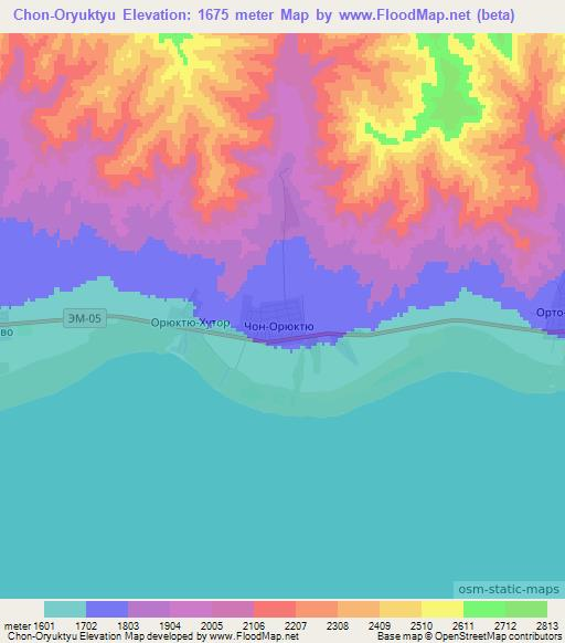 Chon-Oryuktyu,Kyrgyzstan Elevation Map