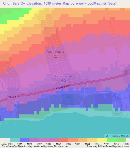Chon-Sary-Oy,Kyrgyzstan Elevation Map