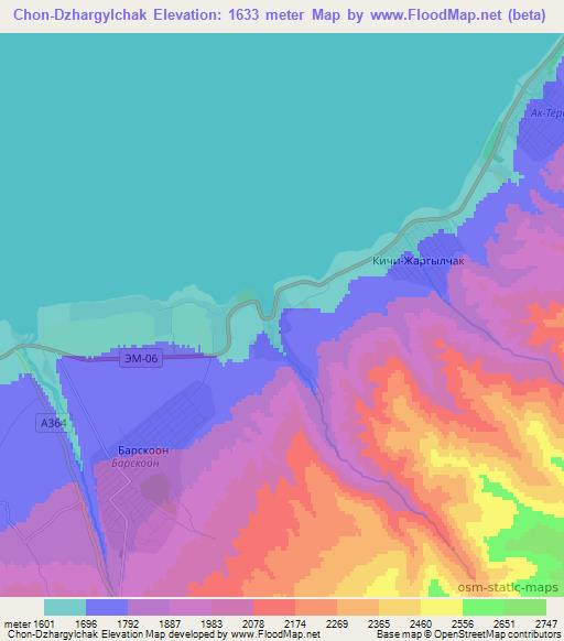 Chon-Dzhargylchak,Kyrgyzstan Elevation Map