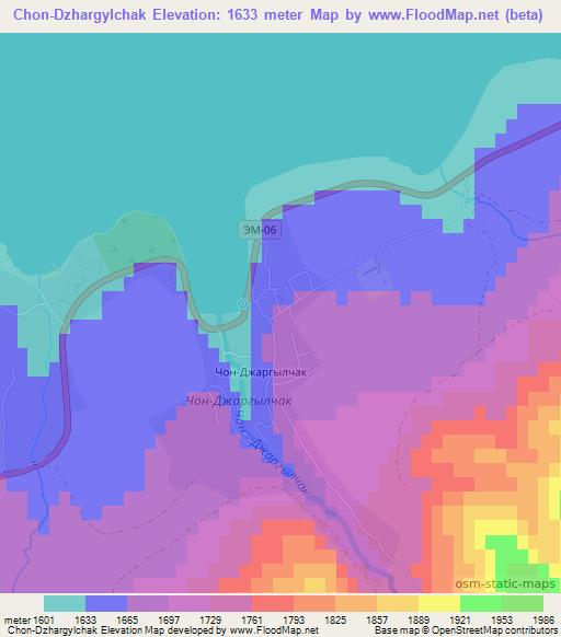 Chon-Dzhargylchak,Kyrgyzstan Elevation Map