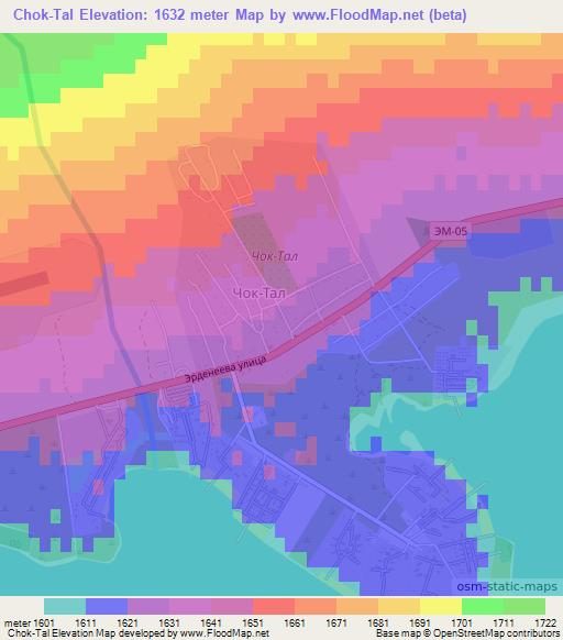 Chok-Tal,Kyrgyzstan Elevation Map