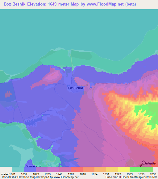 Boz-Beshik,Kyrgyzstan Elevation Map