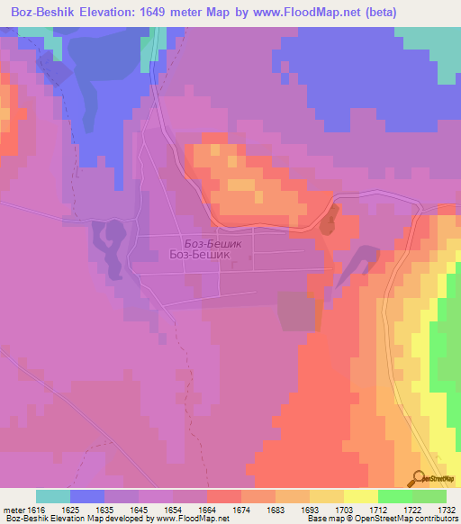 Boz-Beshik,Kyrgyzstan Elevation Map