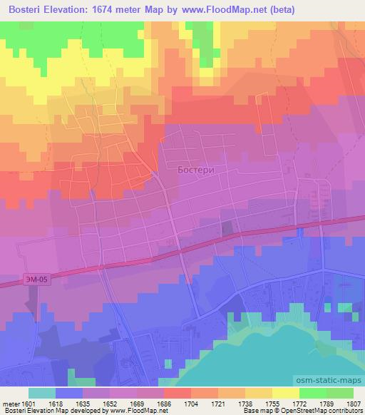 Bosteri,Kyrgyzstan Elevation Map