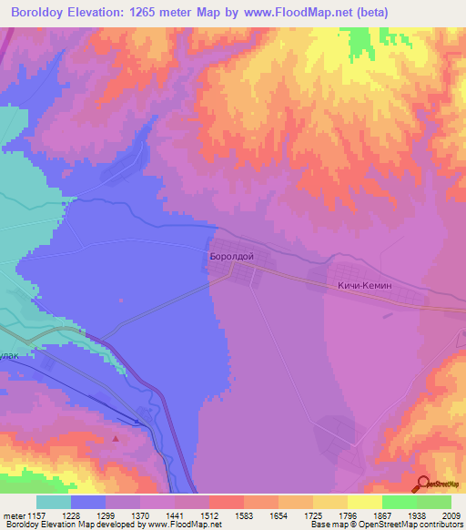 Boroldoy,Kyrgyzstan Elevation Map