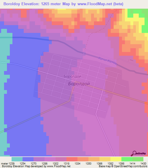 Boroldoy,Kyrgyzstan Elevation Map