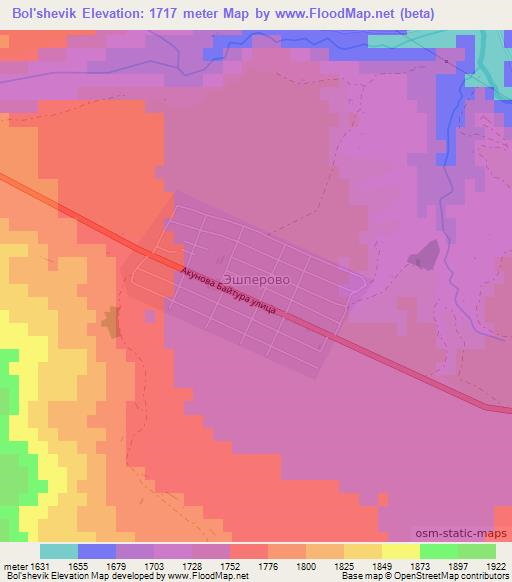 Bol'shevik,Kyrgyzstan Elevation Map
