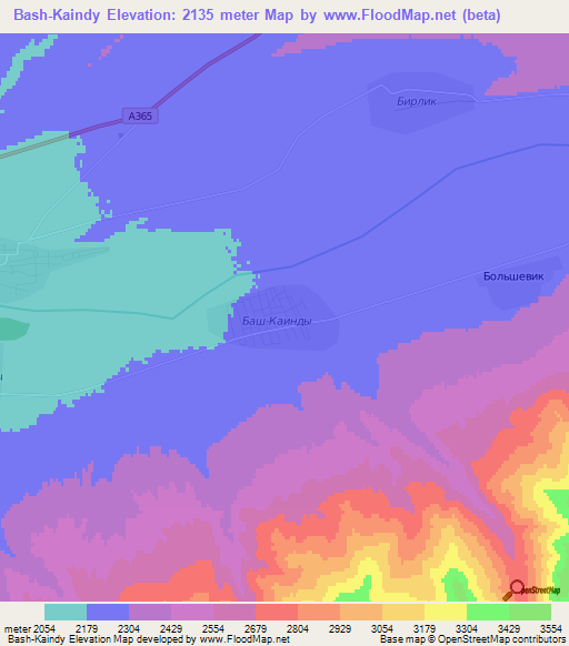 Bash-Kaindy,Kyrgyzstan Elevation Map