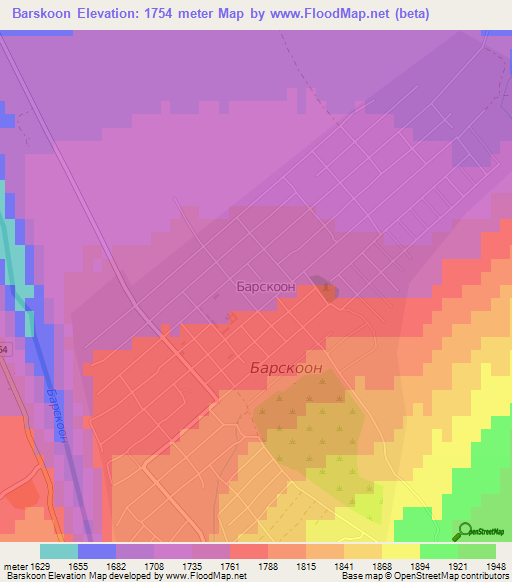 Barskoon,Kyrgyzstan Elevation Map