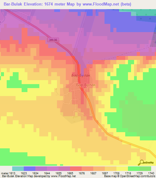 Bar-Bulak,Kyrgyzstan Elevation Map