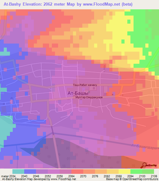 At-Bashy,Kyrgyzstan Elevation Map