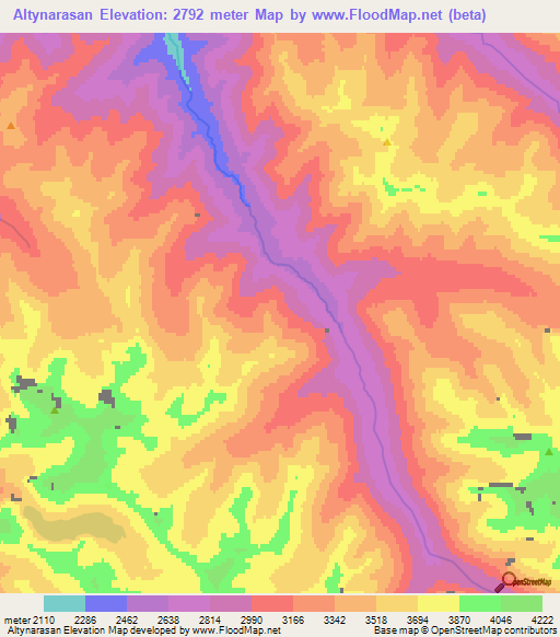 Altynarasan,Kyrgyzstan Elevation Map