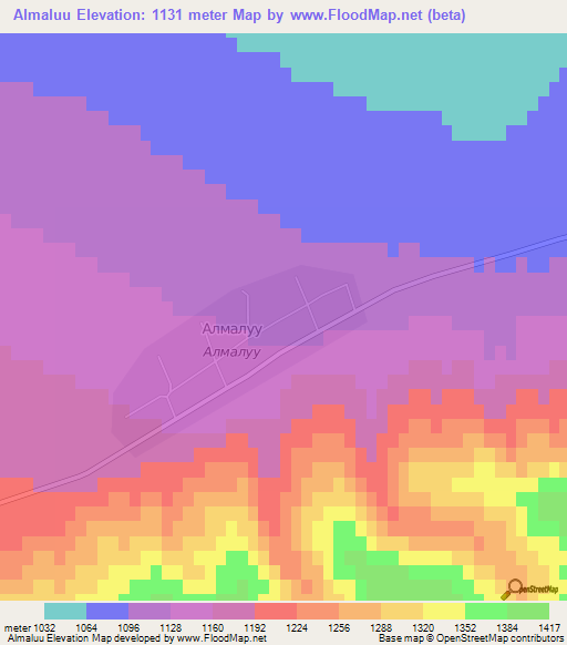 Almaluu,Kyrgyzstan Elevation Map