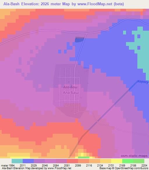 Ala-Bash,Kyrgyzstan Elevation Map