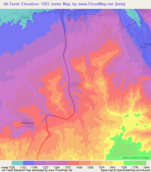 Ak-Terek,Kyrgyzstan Elevation Map