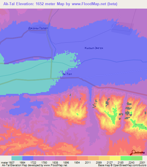 Ak-Tal,Kyrgyzstan Elevation Map