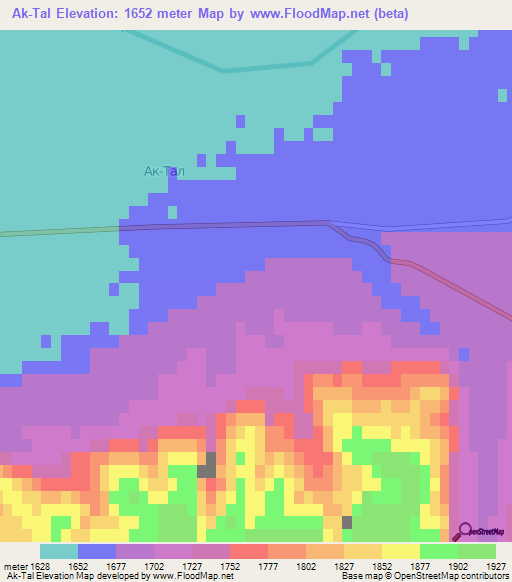 Ak-Tal,Kyrgyzstan Elevation Map