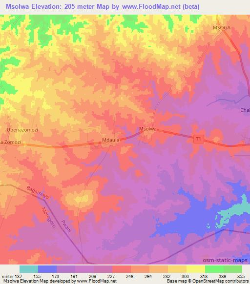 Elevation of Msolwa,Tanzania Elevation Map, Topography, Contour