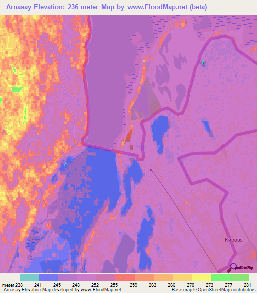 Arnasay,Uzbekistan Elevation Map