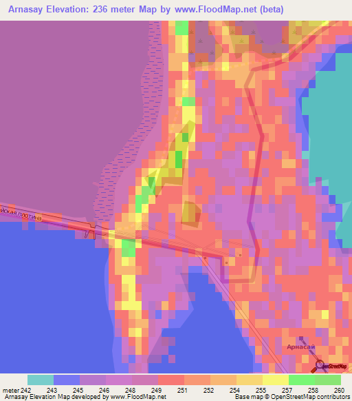 Arnasay,Uzbekistan Elevation Map