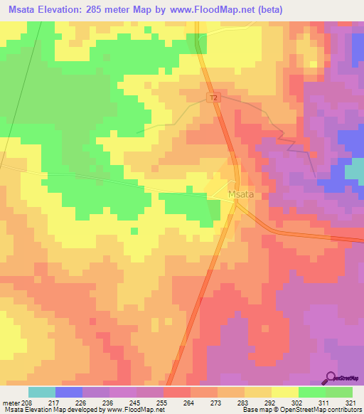 Msata,Tanzania Elevation Map