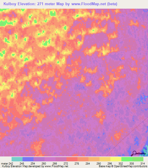 Kulboy,Uzbekistan Elevation Map