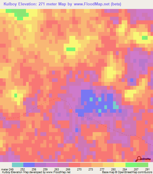 Kulboy,Uzbekistan Elevation Map