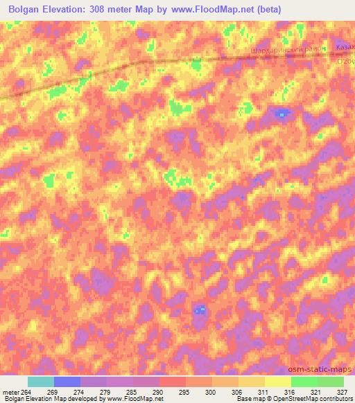 Bolgan,Uzbekistan Elevation Map