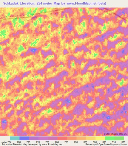 Sokkuduk,Uzbekistan Elevation Map