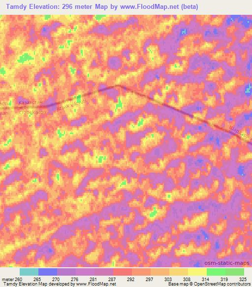 Tamdy,Uzbekistan Elevation Map