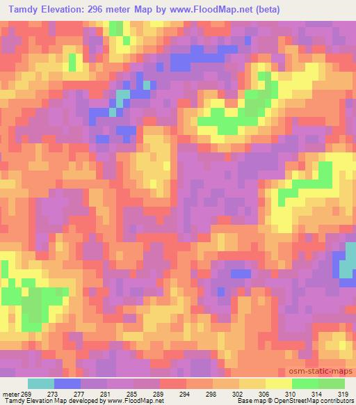 Tamdy,Uzbekistan Elevation Map