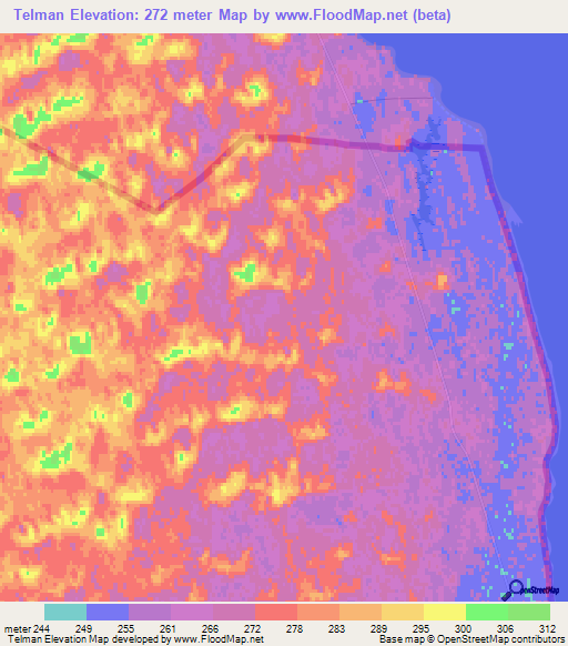 Telman,Uzbekistan Elevation Map