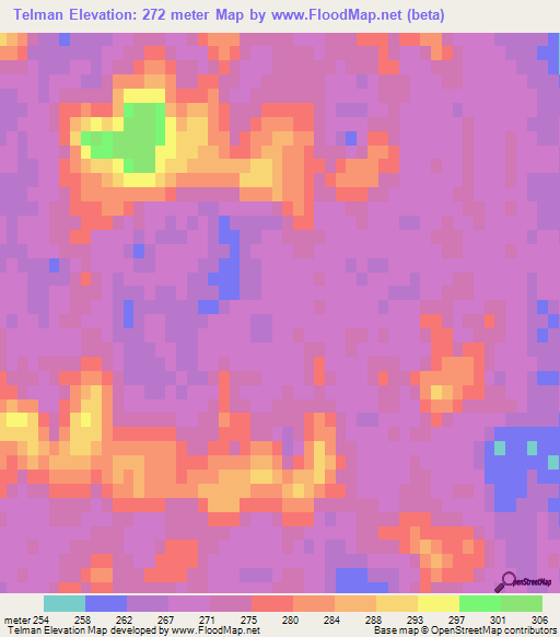 Telman,Uzbekistan Elevation Map