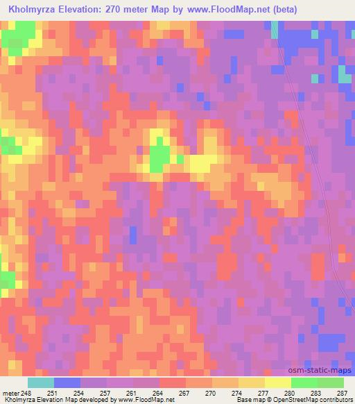 Kholmyrza,Uzbekistan Elevation Map