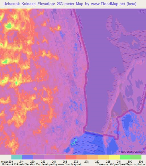 Uchastok Kuktash,Uzbekistan Elevation Map