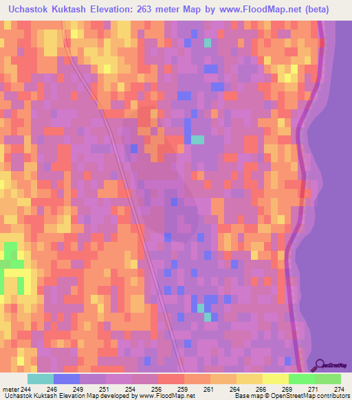 Uchastok Kuktash,Uzbekistan Elevation Map