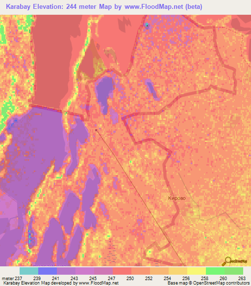 Karabay,Uzbekistan Elevation Map