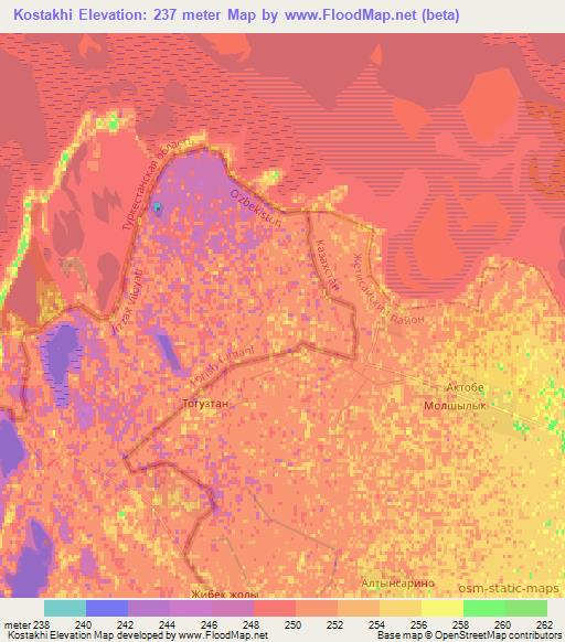 Kostakhi,Uzbekistan Elevation Map