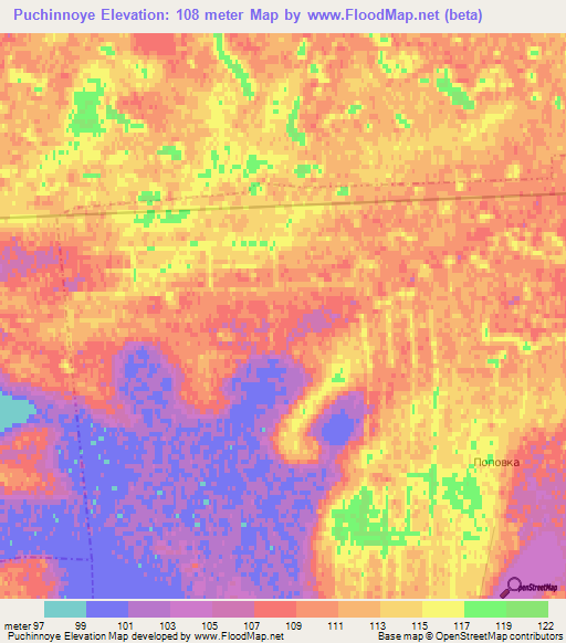 Puchinnoye,Russia Elevation Map