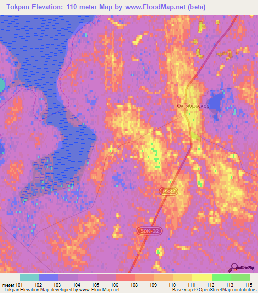 Tokpan,Russia Elevation Map