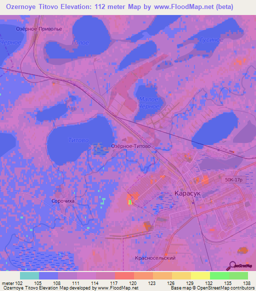 Ozernoye Titovo,Russia Elevation Map