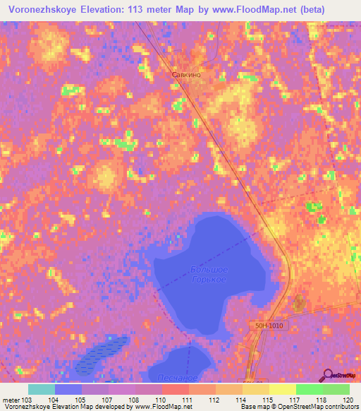 Voronezhskoye,Russia Elevation Map