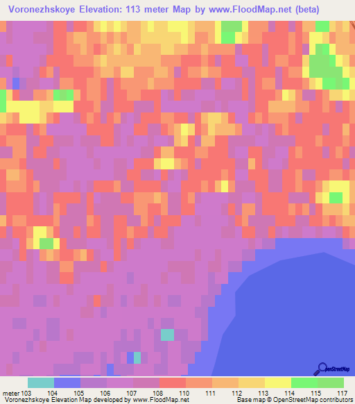 Voronezhskoye,Russia Elevation Map