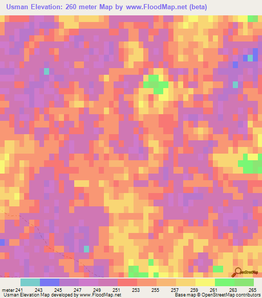 Usman,Uzbekistan Elevation Map