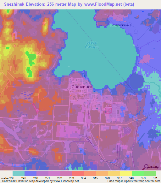 Snezhinsk,Russia Elevation Map