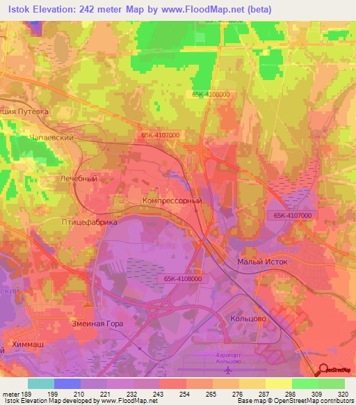 Istok,Russia Elevation Map