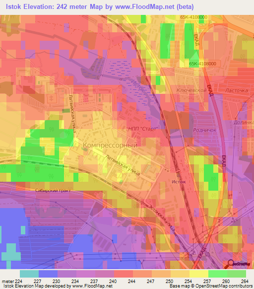 Istok,Russia Elevation Map