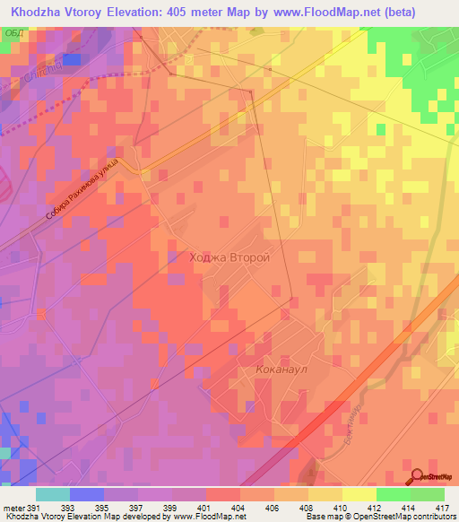 Khodzha Vtoroy,Uzbekistan Elevation Map