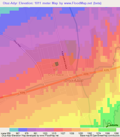 Otuz-Adyr,Kyrgyzstan Elevation Map