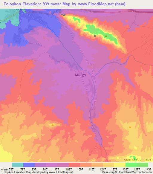 Toloykon,Kyrgyzstan Elevation Map